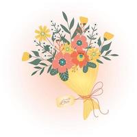 Bouquet of spring flowers on white background. vector