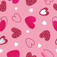 Seamless pattern with hand drawn  hearts on pink background. Valentines day concept. vector