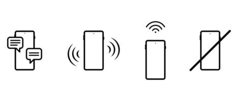 Icon set of smart phone with messaging, Ringing or vibrating, wifi and forbidden vector
