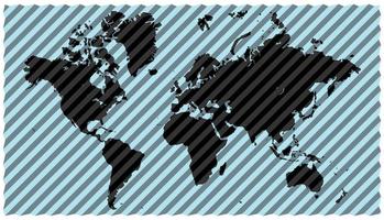 World map with Stripes diagonal pattern textured. Flat Earth, globe, worldmap vector