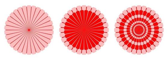 Icon set of decorative geometric circular design element with radial pattern vector
