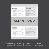 Asian food menu poster template vector