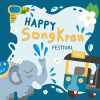 Celebrated Songkran Festival flat design vector illustration.