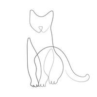 Abstract cat figure attentive pose continues line artwork vector