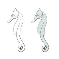 Sea horse continues line drawing minimalist artwork vector