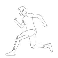 Man running elegant continues line art minimalist artwork vector