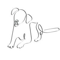 Hand drawn dog sitting pose continues line art drawing vector