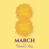 8 march international women's day template with marigold flower vector