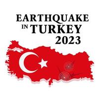 Earthquake in Turkey. Strong earthquakes in eastern Turkey on February 6, 2023. A map of Turkey with two earthquake marks. Fault, cracks vector