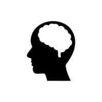 human with brain in silhouette with vector style