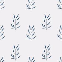 Floral pattern with herbs, leaves and plants. Indigo seamless print. vector