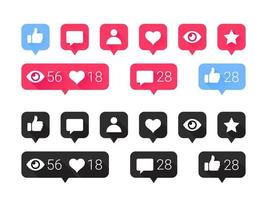Like, heart, message bubble. Social network app icons. Social media functional icons. Vector images
