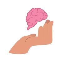 Hand Holding with brain vector