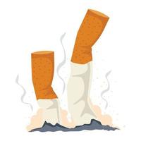 Cigarettes butt with smoking flat icon vector