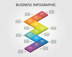 square timeline chart template for infographic for presentation for 11 element vector