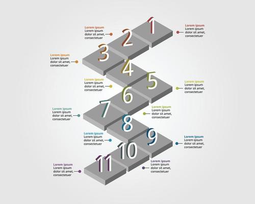 square timeline chart template for infographic for presentation for 11 element