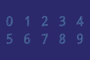 3d technology number font from zero to nine vector