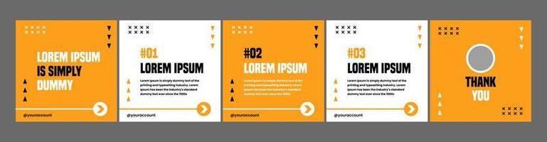 simple social media template carousel or microblog post. banner template with orange and white color combination vector