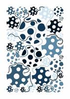 Dots and circles. Abstract shapes. Blue colors. Shapes like cartoon cheese. Card or banner. .eps vector