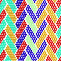 Braid seamless pattern with small dots. Knots. Repeat. Mosaic. Abstract art. Wrapping paper, print, textile, fabric. Red, orange and different blue colors. vector