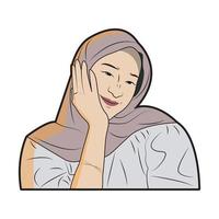 beautiful hijab woman, with a cute expression vector