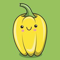 vector cute yellow peppers vegetable character. Vegetable kawaii