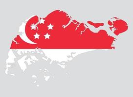Singapur mapa bandera dentro en gris antecedentes vector