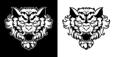 negro y blanco Tigre cabeza logo ilustración vector
