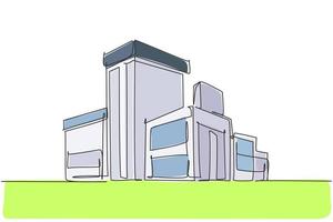 Dibujo de línea continua única de una casa grande y moderna de lujo en la ciudad. casa edificio arquitectónico aislado concepto de minimalismo. Ilustración de vector de diseño gráfico de dibujo de una línea dinámica sobre fondo blanco