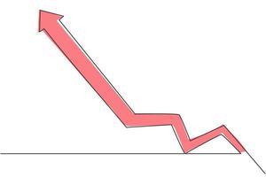 dibujo continuo de una línea del símbolo de flecha ascendente del gráfico creciente. Informe de crecimiento de ventas de negocios de éxito concepto minimalista. Ilustración gráfica de vector de diseño de dibujo de línea única de moda