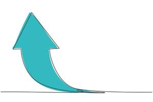 dibujo de una sola línea del éxito joven hasta el aumento del signo del gráfico del informe de ventas. concepto mínimo de crecimiento del mercado financiero empresarial. Ilustración de vector gráfico de diseño de dibujo de línea continua moderna