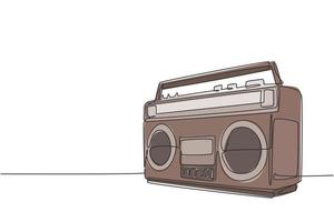 un dibujo de línea continua de una cinta de radio analógica anticuada retro. concepto clásico de tecnología de audio vintage. Gráfico de ilustración de vector de diseño de dibujo de línea única de reproductor de música