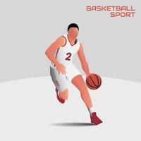 plano diseño ilustración - un persona regate en baloncesto, Deportes competencia vector