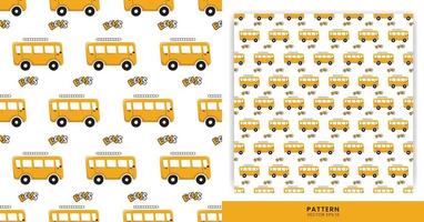 Illustration of Pattern Kids Themes with The Yellow Color Bus for Driving and Transportation. Pattern for a Boy Theme. vector