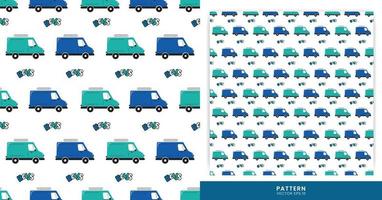 Illustration of Children's Pattern Theme with the Blue Square Car for Driving and Transportation. Pattern for a Boy Theme. vector