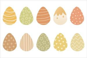 Set illustrations of easter eggs in children's illustration style. Suitable for easter celebrations, postcards, design, children's books. Colorful decorated easter eggs. Vector and isolated image.