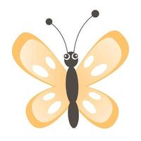 Butterfly illustration on white background. Yellow color. Vector. Isolated image. Minimalism and flat style. Suitable for design, children's illustration, patterns and printing. vector