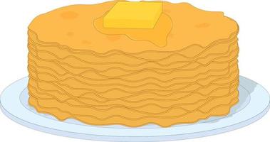 Stack of tasty hot pancakes vector illustration