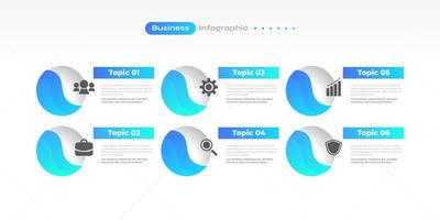 Modern Infographic Design Template with 6 Options or Steps. Can be used for Presentation, Workflow Layout, Diagram, or Annual Report. Timeline Diagram Presentation Design vector