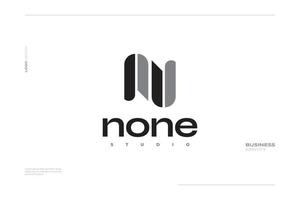 Simple and Minimal Letter N Logo Design in Black and Gray Color Combination vector