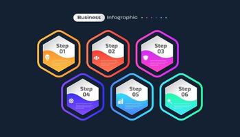 Modern Infographic Design Template with 6 Options or Steps. Can be used for Presentation, Workflow Layout, Diagram, or Annual Report. Timeline Diagram Presentation Design vector