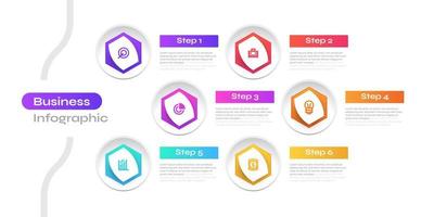 moderno negocio infografía diseño modelo con 6 6 opciones o procesos. lata ser usado para presentación, flujo de trabajo disposición, diagrama, o anual informe. cronograma diagrama presentación diseño vector