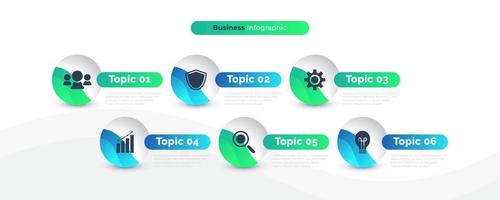 moderno infografía diseño modelo con 6 6 opciones o pasos. lata ser usado para presentación, flujo de trabajo disposición, diagrama, o anual informe. cronograma diagrama presentación diseño vector