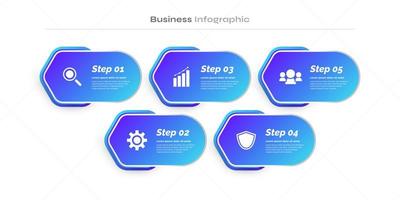 Modern Infographic Design Template with 5 Options or Steps. Can be used for Presentation, Workflow Layout, Diagram, or Annual Report. Timeline Diagram Presentation Design vector