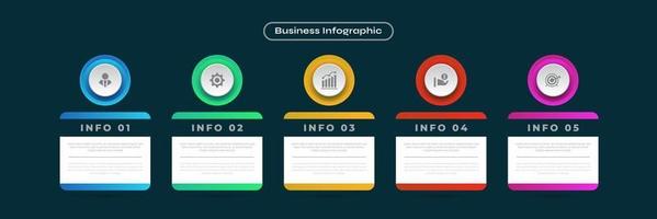 Modern Infographic Design Template with 5 Options or Steps. Can be used for Presentation, Workflow Layout, Diagram, or Annual Report. Timeline Diagram Presentation Design vector