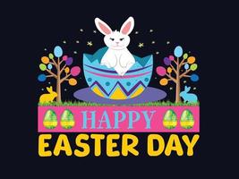 Happy easter day bunny colorful design vector