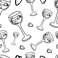 Seamless pattern doodle Glass of wine with ice vector