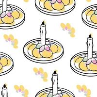 Seamless pattern Easter bread and colored eggs vector