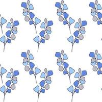 Floral seamless pattern blue flowers on white background vector