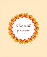 invitation card with flower frame and text vector